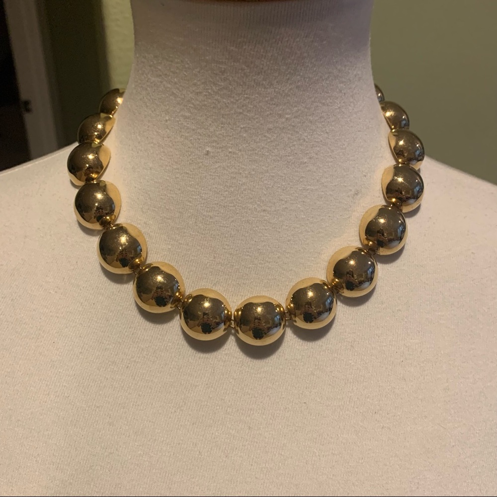 Gold Tone Circle Half Sphere Necklace